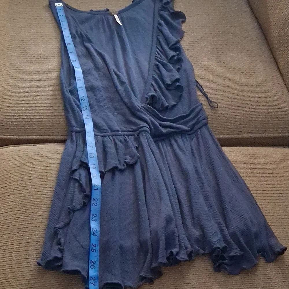 Free People Blue Ruffled Blouse - Picture 4 of 5